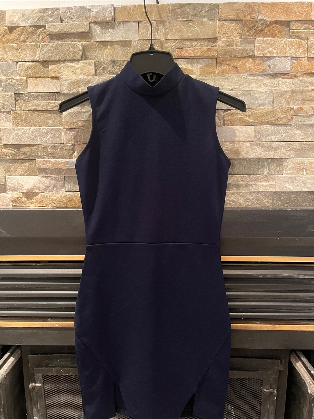 Missguided Navy Sleeveless Mock Neck Bodycon Dress